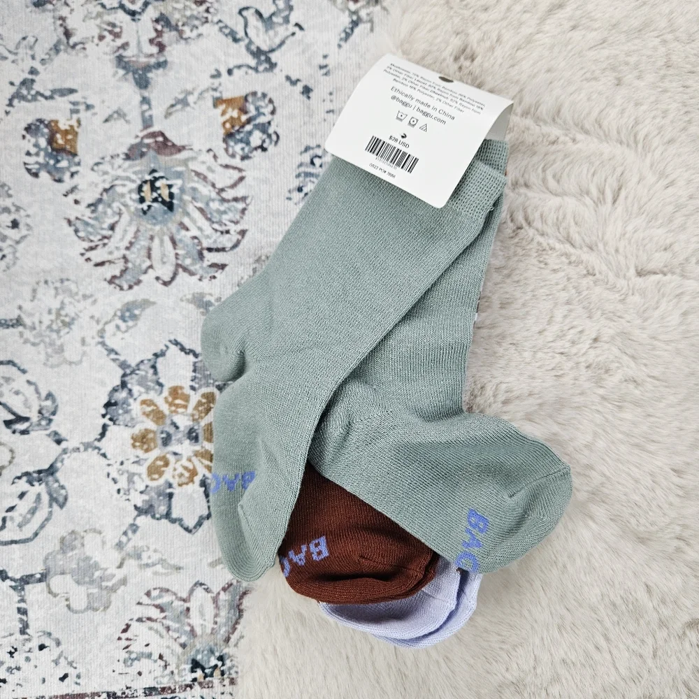 Baggu Kids Crew Sock Set of 3 Mushroom Hunt BNWT 3-4Y